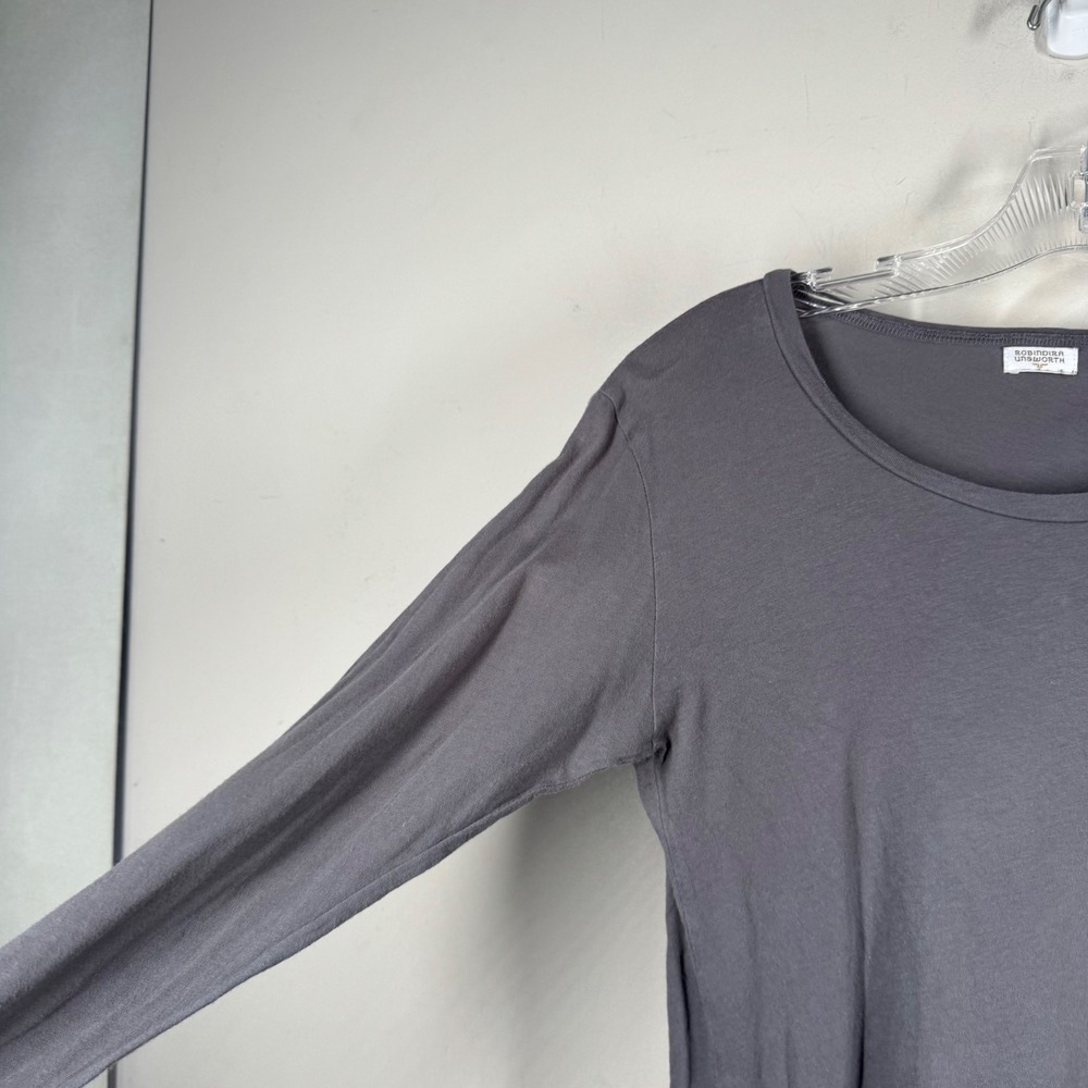 Robindira Unsworth Womens Long Sleeve Scoop Neck Tee Shirt Gray Size Small *FLAW - Picture 7 of 16